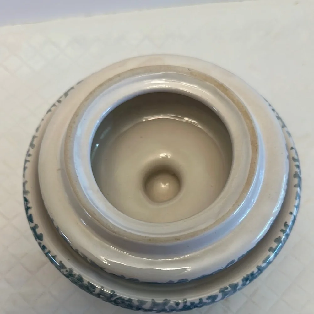 VTG Corelle Blue and White Ceramic Sugar Bowl with Heart Design Small